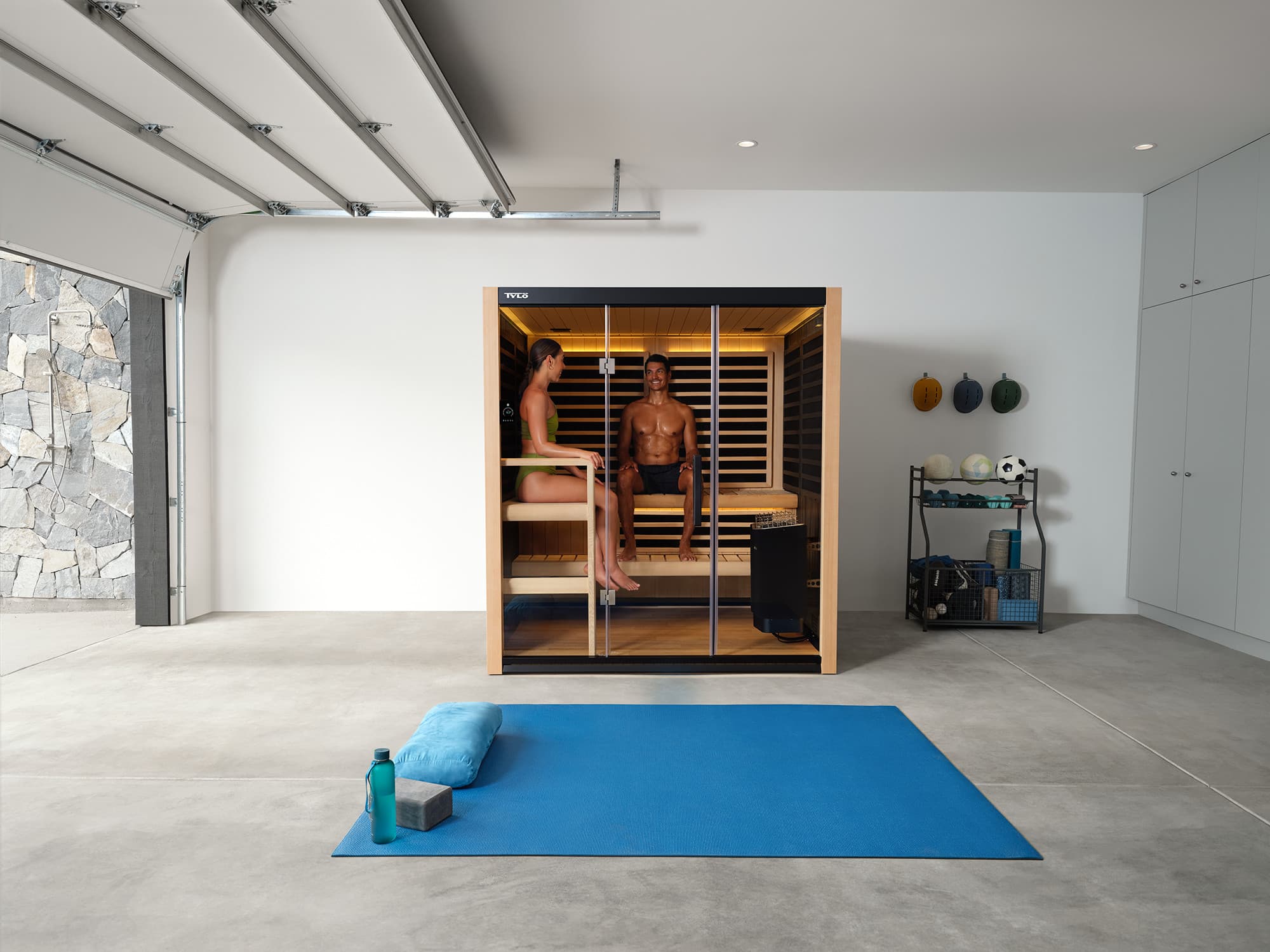 Tylö Kiruna Hybrid sauna with both heating modes